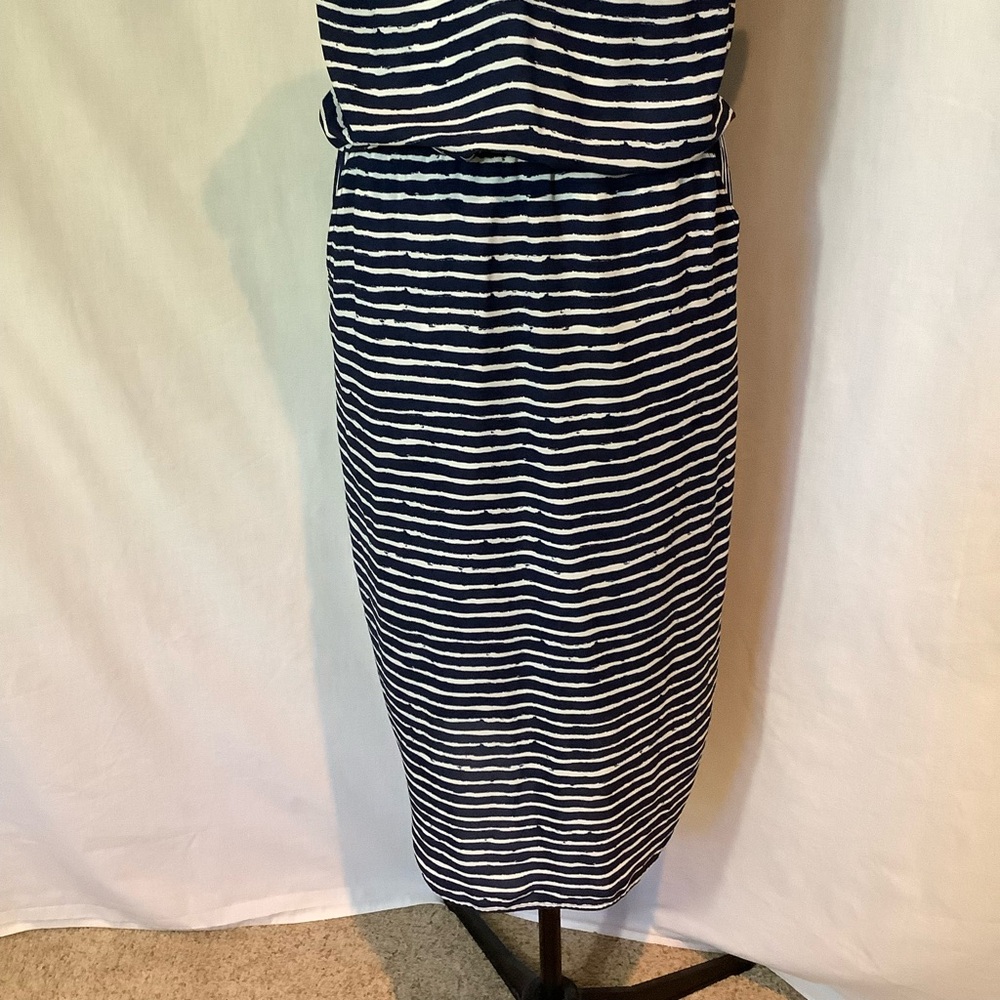 Banana Republic Navy and White Striped Midi Dress - Picture 6 of 9